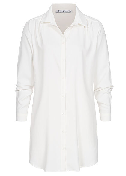 Seventyseven Lifestyle Dames lange vorm blouse met knopen wit