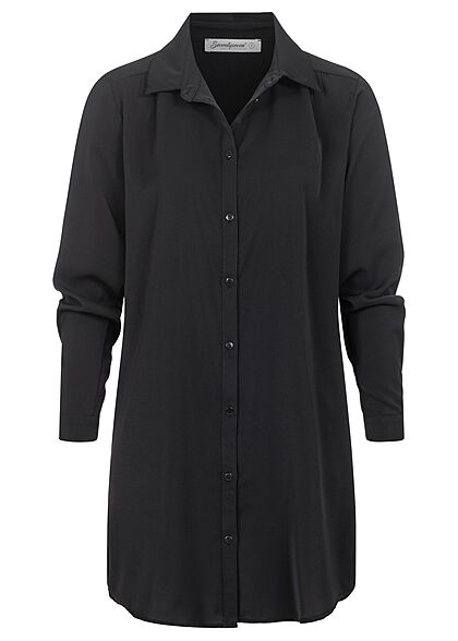 Seventyseven Lifestyle Dames lange vorm blouse met knopen zwart