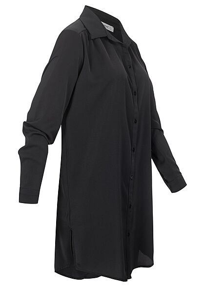 Seventyseven Lifestyle Dames lange vorm blouse met knopen zwart