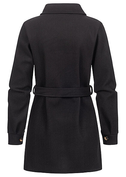 Styleboom Fashion Dames Fleece vest met ceintuur zwart