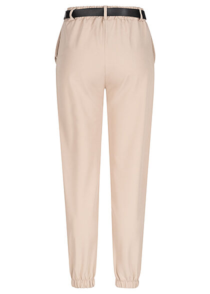 Styleboom Fashion Dames Stoffen broek met 2 zakken in military look incl. riem beige