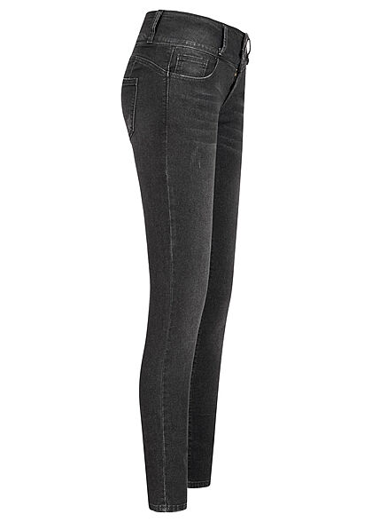 Seventyseven Lifestyle Dames Skinny Jeans 5-Pockets 3 knopen zwart