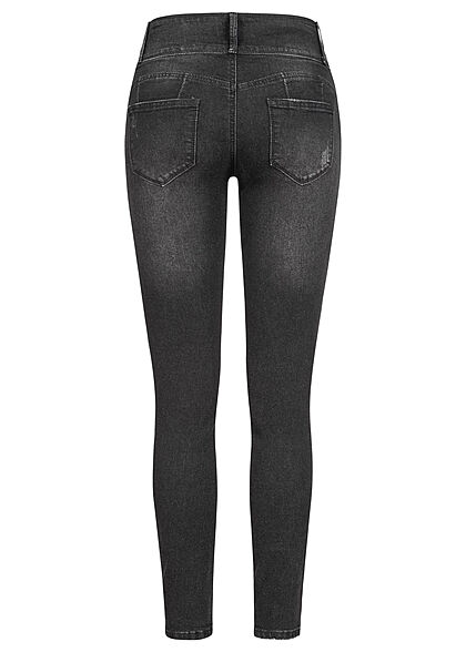 Seventyseven Lifestyle Dames Skinny Jeans 5-Pockets 3 knopen zwart