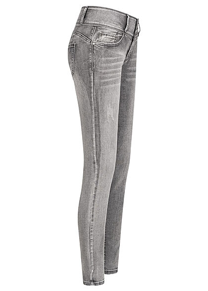 Seventyseven Lifestyle Dames Skinny Jeans 5-Pockets 3 knopen grijs