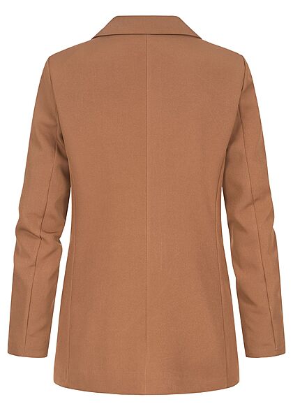 Hailys Dames Blazer met knopen en schoudervullingen 2 zakken camel bruin