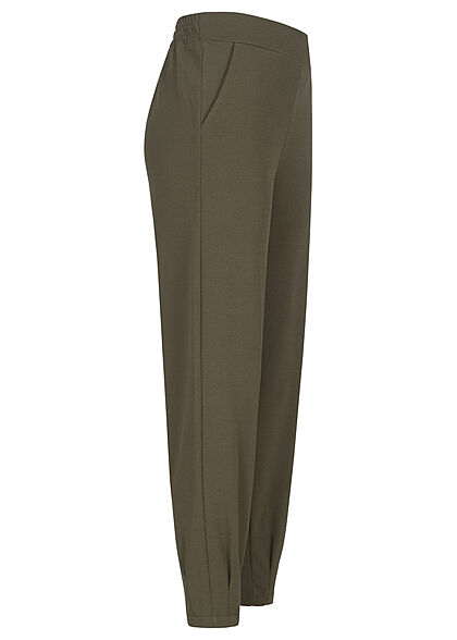 Hailys Dames elegante broek met elastische tailleband en 2 zakken khaki