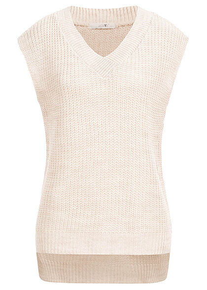 Hailys Dames gebreid vest v-hals beige