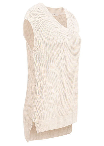 Hailys Dames gebreid vest v-hals beige