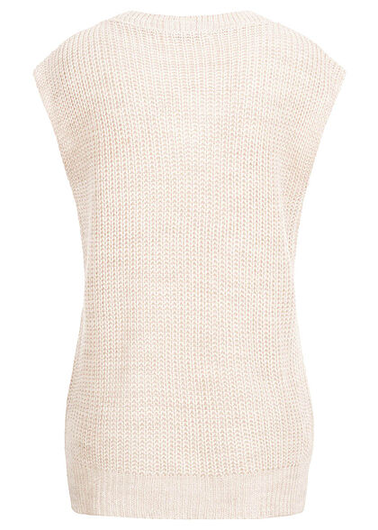 Hailys Dames gebreid vest v-hals beige