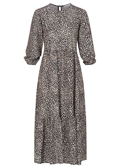 Hailys Damen Maxi Kleid mit Rundhalsausschnitt und Volant camel braun - Art.-Nr.: 21109095