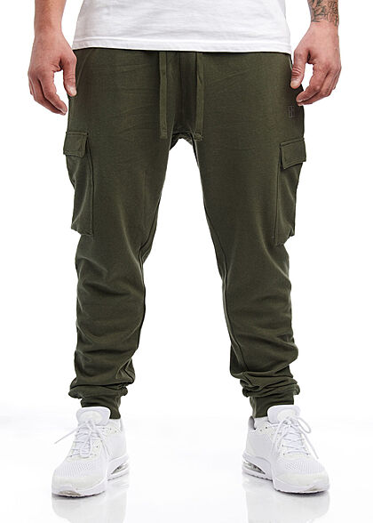 Hailys Herren Jogginghose Sweathose mit Cargotaschen khaki