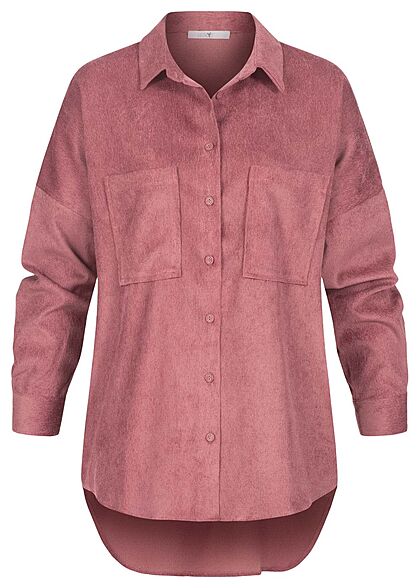 Hailys Dames Blouse met borstzakken en knopen rozebruin