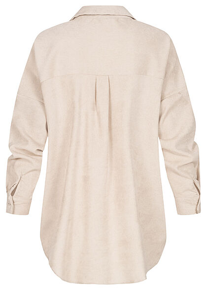 Hailys Dames Blouse met borstzakken en knopen beige