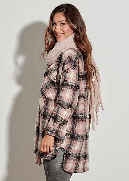 Vero Moda Damen NOOS Jacke Shacket kariert 4-Pockets misty rose