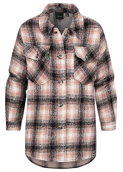 Vero Moda Damen NOOS Jacke Shacket kariert 4-Pockets misty rose