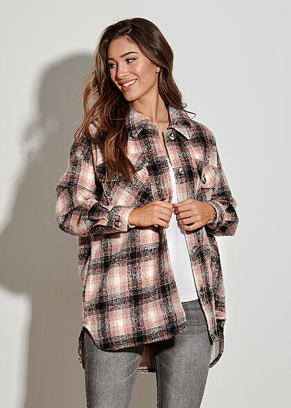 Vero Moda Damen NOOS Jacke Shacket kariert 4-Pockets misty rose