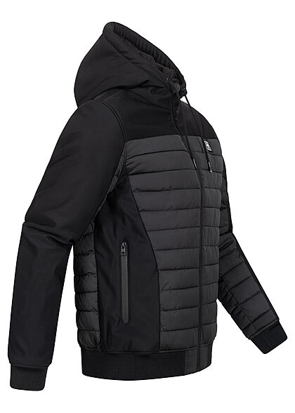 Hailys Heren Winterjas met capuchon en 2 zakken materiaalmix zwart grijs