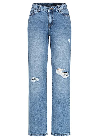 Noisy May Dames NOOS wijde jeansbroek met 5 zakken lichtblauw denim