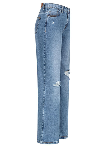 Noisy May Dames NOOS wijde jeansbroek met 5 zakken lichtblauw denim