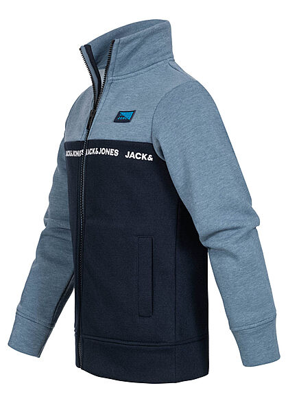 Jack and Jones Junior Jungen 2-Tone High-Neck Sweat Jacke 2-Pockets china blau navy