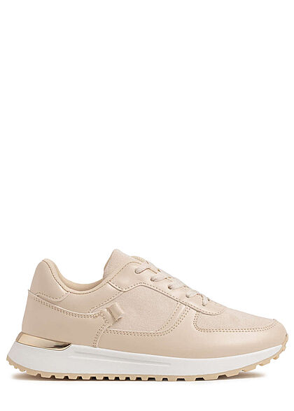 Seventyseven Lifestyle Dames Sneaker materiaalmix beige