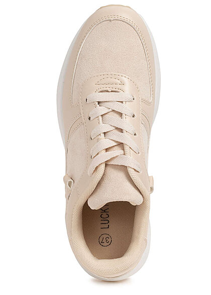 Seventyseven Lifestyle Dames Sneaker materiaalmix beige