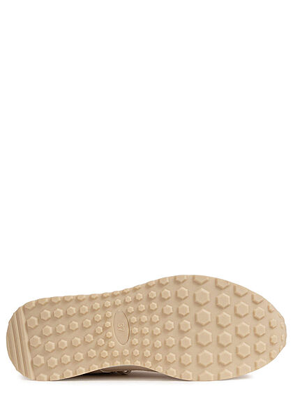 Seventyseven Lifestyle Dames Sneaker materiaalmix beige