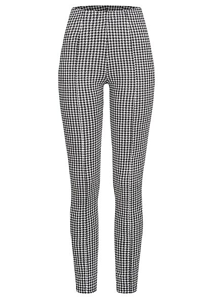 Hailys Dames Legging half taille met pied-de-poule patroon zwart wit - Art.-Nr.: 21110069