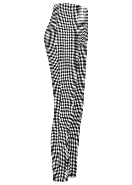 Hailys Dames Legging half taille met pied-de-poule patroon zwart wit