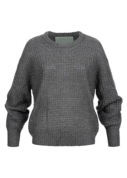 JJXX Dames NOOS gebreide trui met structuurpatroon asfalt grijs - Art.-Nr.: 21110135