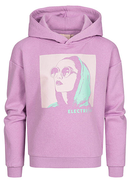 ONLY Kids Mädchen Hoodie mit Kapuze Electrified Print lila weiss mint