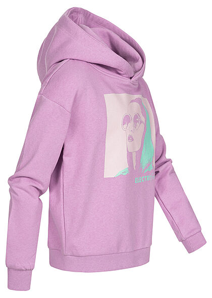 ONLY Kids Mädchen Hoodie mit Kapuze Electrified Print lila weiss mint