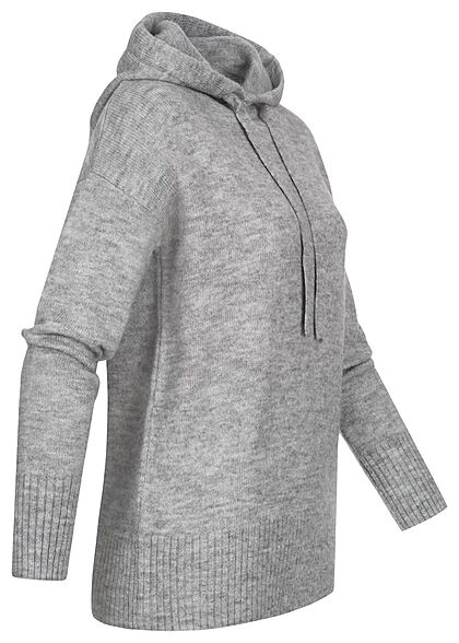 Clodus Dames Hoodie gebreide trui met capuchon licht grijs gemêleerd