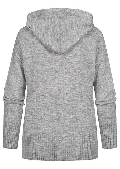 Clodus Dames Hoodie gebreide trui met capuchon licht grijs gemêleerd