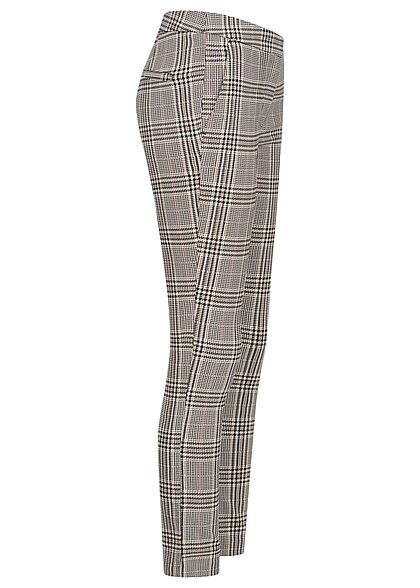 Hailys Dames Legging met middellange taille ruitjesmotief grijs-geel