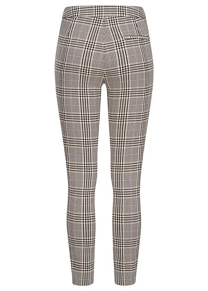 Hailys Dames Legging met middellange taille ruitjesmotief grijs-geel