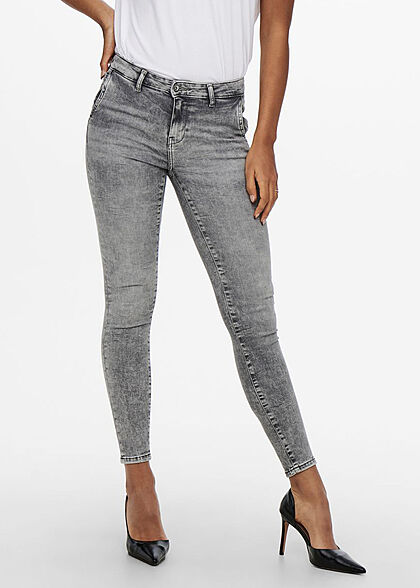 ONLY Dames Skinny Chino Enkel Jeans Broek met 5 zakken mid-waist grijs - Art.-Nr.: 21110284