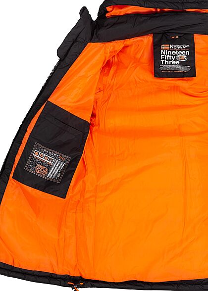 Geographical Norway Heren Gewatteerde winterjas met capuchon en 4 zakken materiaalmix zwart