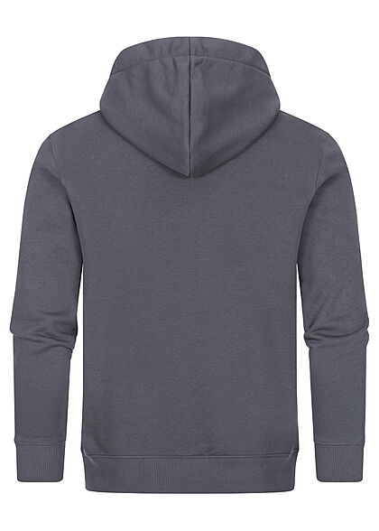 Alpha Industries Heren Basic Hoodie met logo-opdruk en voorzak grijs zwart