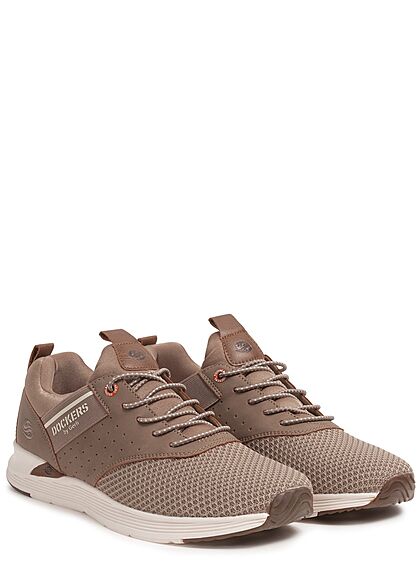 Dockers by Gerli Heren Sneaker materiaal mix mesh met veters donker beige
