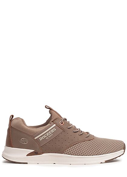 Dockers by Gerli Heren Sneaker materiaal mix mesh met veters donker beige