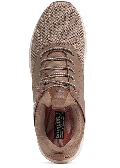 Dockers by Gerli Heren Sneaker materiaal mix mesh met veters donker beige