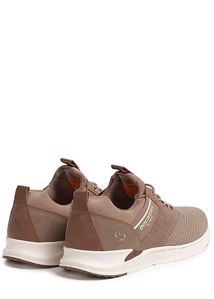 Dockers by Gerli Heren Sneaker materiaal mix mesh met veters donker beige