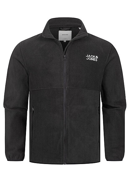 Jack and Jones Heren Basic Fleece Jas met opstaande kraag zwart
