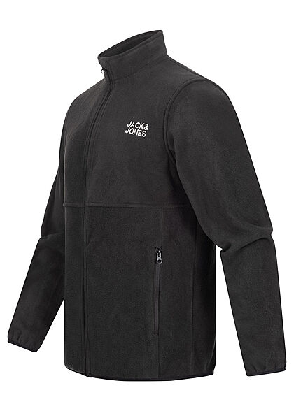 Jack and Jones Heren Basic Fleece Jas met opstaande kraag zwart