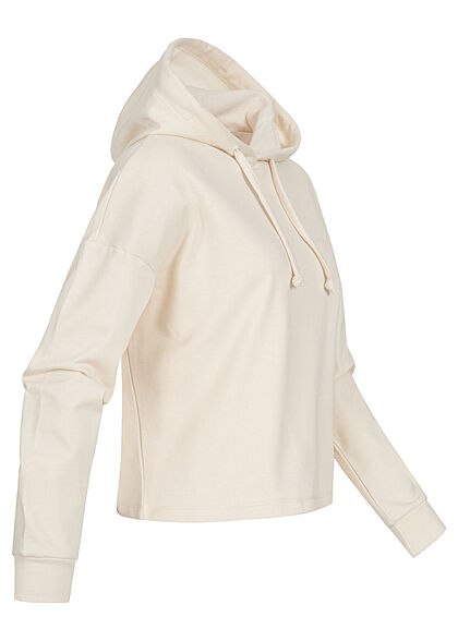 ONLY Dames NOOS kort model basic hoodie met trekkoorden beige