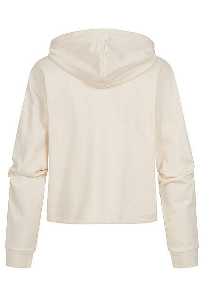 ONLY Dames NOOS kort model basic hoodie met trekkoorden beige