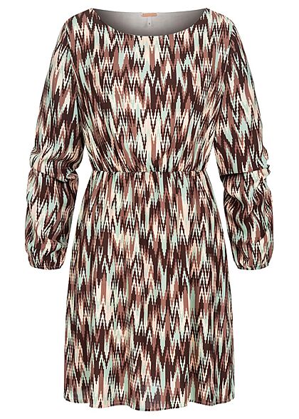 Aiki Dames elegante 2-laags viscose jurk met korte snit en print groen - Art.-Nr.: 21110438