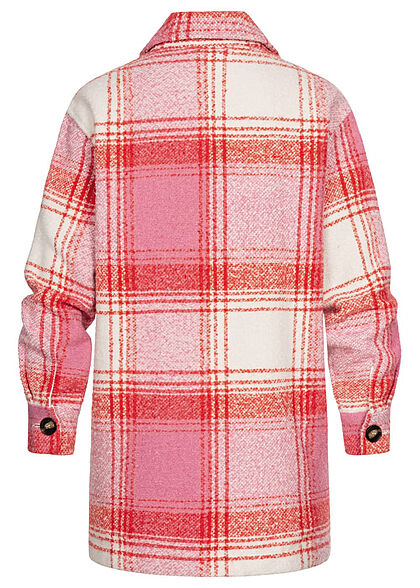 ONLY Dames Jasje met 2 borstzakjes geruit wit en roze