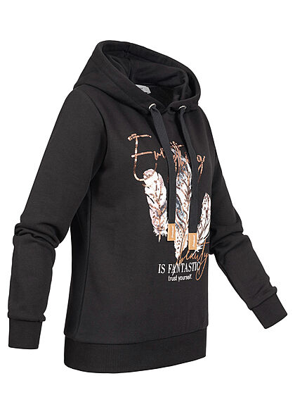 Zwarte hoodie dames met print new arrivals